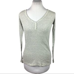 Gap Body Sz M Gray & white striped Henley top